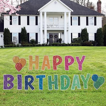 Amazon.com : Montada Glittery Happy Birthday Yard Sign - 21 inch Set of