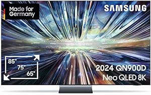 Samsung Neo QLED 8K QN900D Fernseher 85 Zoll, Neo Quantum HDR 8K Pro, Neural Quantum AI Gen3 Prozessor, AI Upscaling, Smart TV, KI TV, GQ85QN900DTXZG, Deutsches Modell