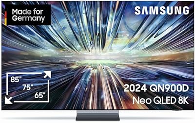 Samsung Neo QLED 8K QN900D Fernseher 85 Zoll, Neo Quantum HDR 8K Pro, Neural Quantum AI Gen3 Prozessor, AI Upscaling, Smart TV, KI TV, GQ85QN900DTXZG, Deutsches Modell