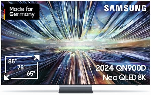 Samsung Neo QLED 8K QN900D Fernseher 85 Zoll, Neo Quantum HDR 8K Pro, Neural Quantum AI Gen3 Prozessor, AI Upscaling, Smart TV, KI TV, GQ85QN900DTXZG, Deutsches Modell