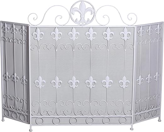 AYNEFY Kaminschirm Vintage Kamingitter 3-Panel Schmiedeeisen Kamin