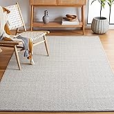 SAFAVIEH Vermont Collection Area Rug - 6' Square, Grey & Ivory, Handmade Rustic Textured Wool, Ideal for High Traffic Areas i
