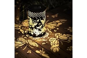 BVGY Solar Lantern Outdoor Garden Decor Hanging Solar Lantern Lights,Metal Butterfly Decor Outdoor Lantern,Waterproof Led Garden Lantern for Patio, Yard, Table, Pathway(Butterfly)