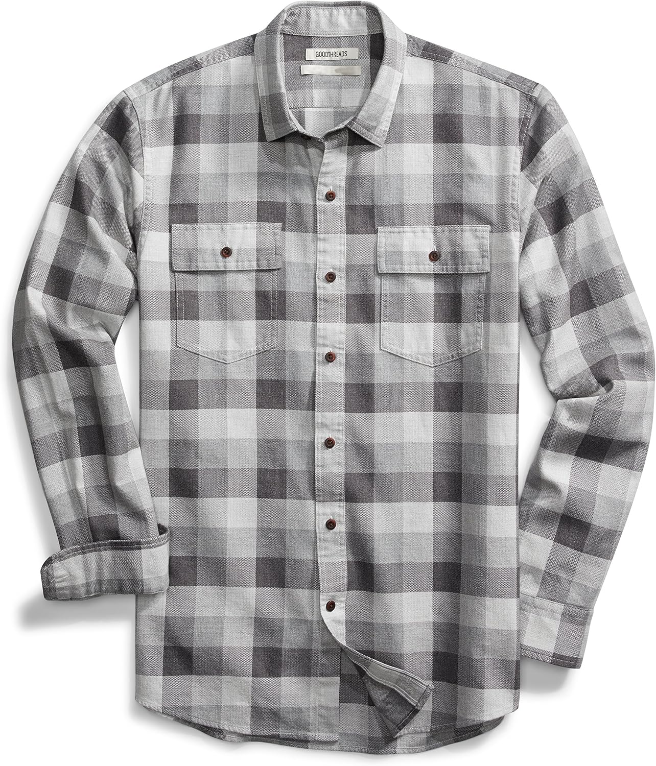 Amazon Brand - Goodthreads Men's Slim-Fit Long-Sleeve Plaid Herringbone Shirt