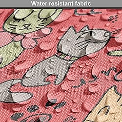 Ambesonne Cat Fabric by The Yard, Pattern with Hand