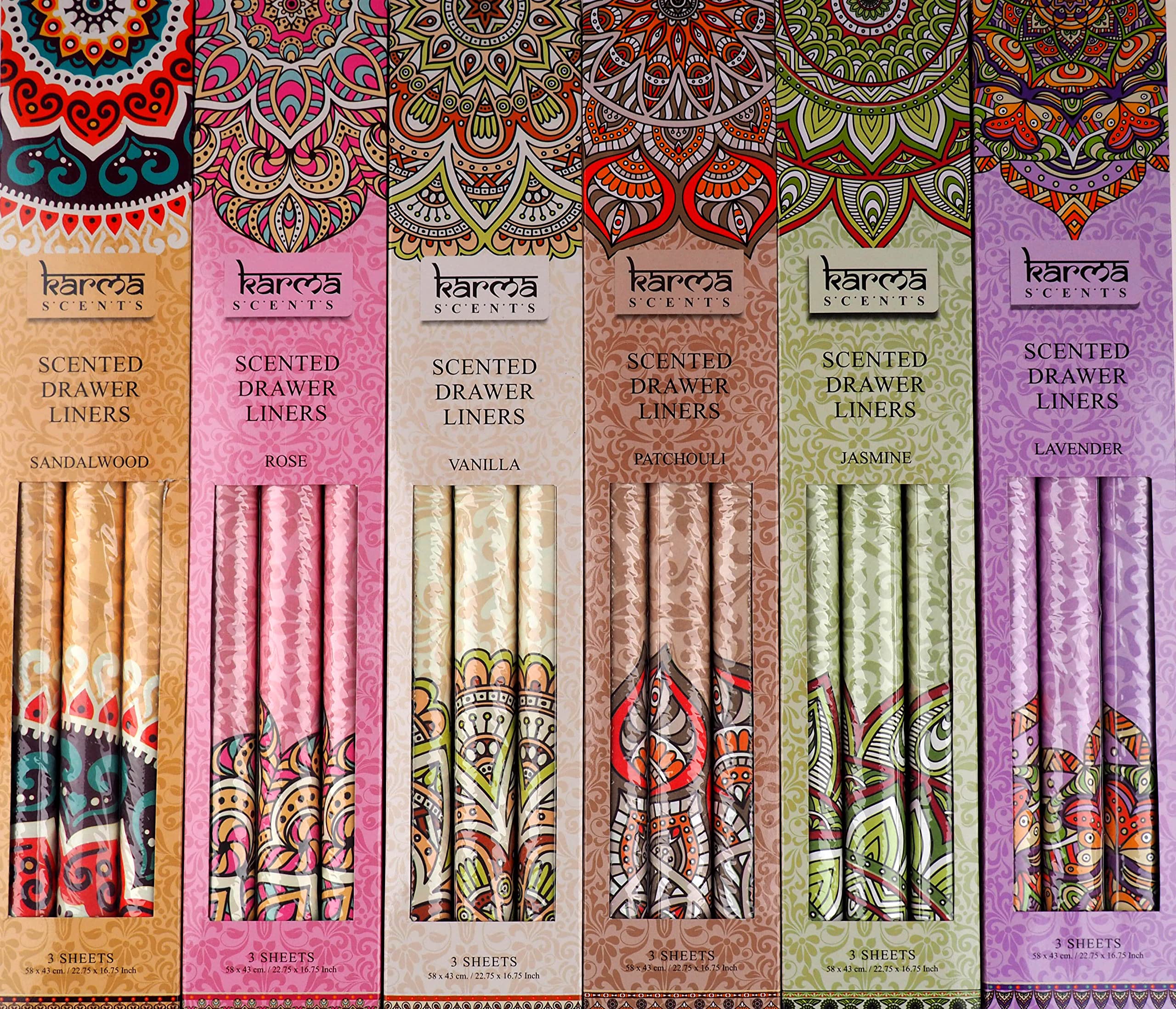 SiL Interiors Karma Scented Drawer Liners - Set Of 6 - Bulk Buy Value