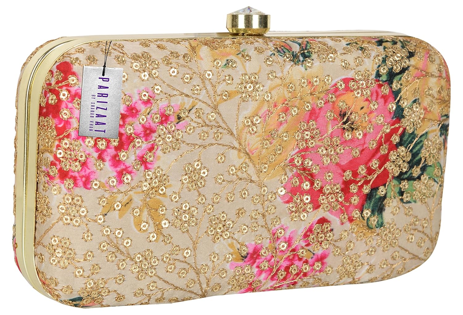 parizaat by shadab khan women's clutch (gold, bx8462)