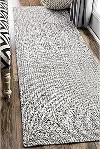 nuLOOM Wynn Braided Indoor/Outdoor Runner Rug, 2' 6" x 6', Light Grey/Salt and Pepper