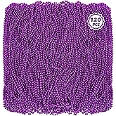 Huskein 120 PCS Mardi Gras Accessories, 33" Purple Mardi Gras Beads, Party Costume Plastic Beaded Necklace, Parade Throws Bulk Party Favors for Halloween Pirate Wedding Birthday Decor