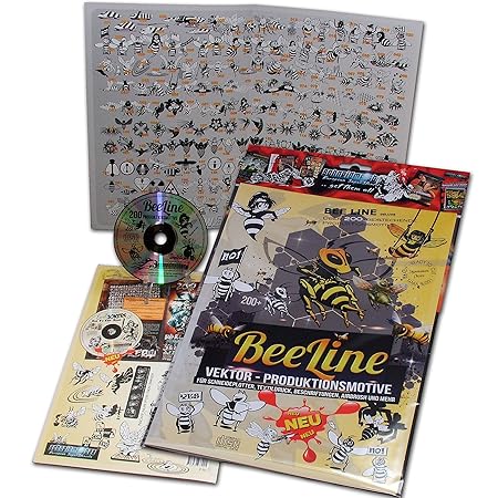 Schneidmeister BEELINE, 200 exklusive Vektor-Produktionsmotive Bienen CD-ROM für Schneideplotter, Schablonen, Wandtattoos, Be