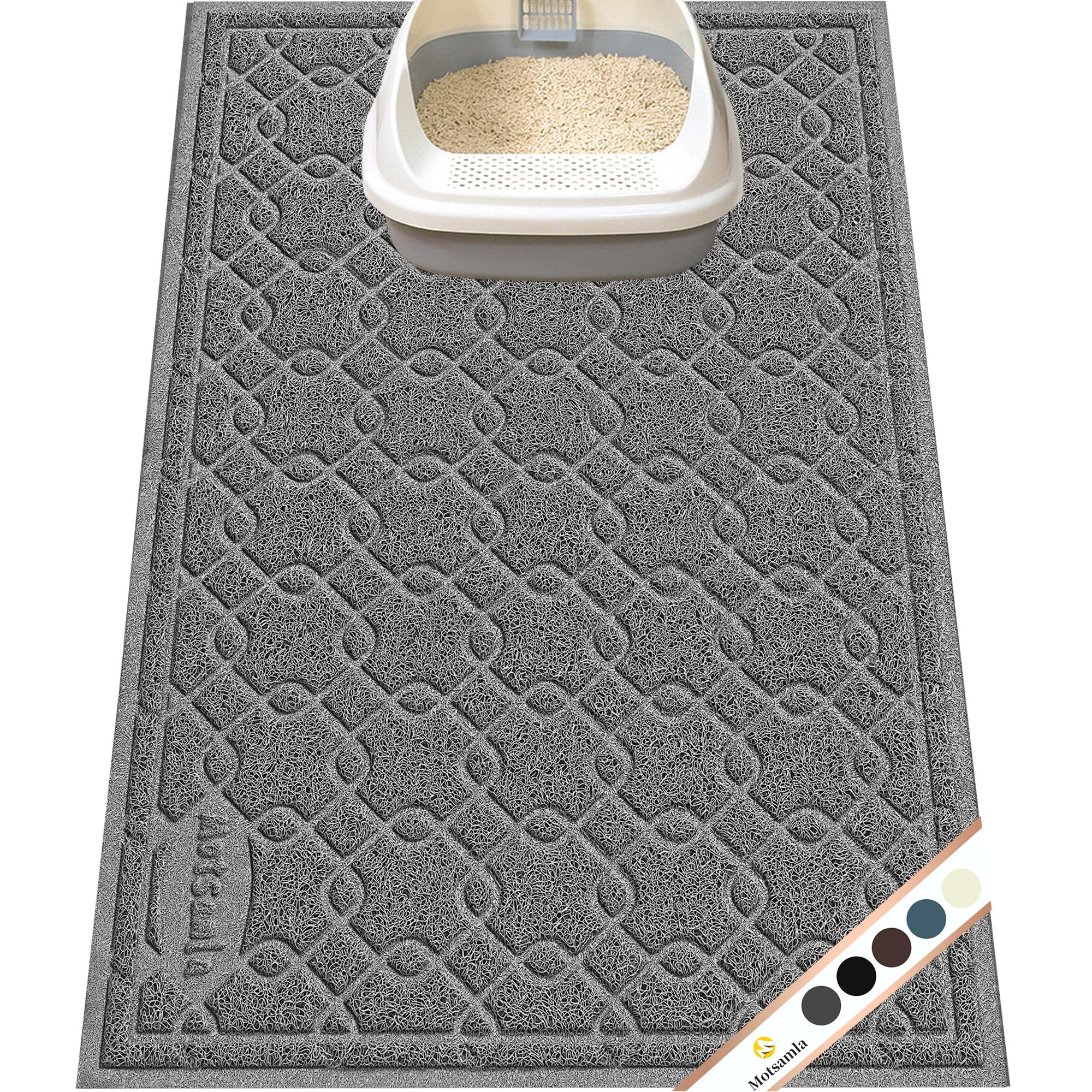 Photo 1 of Motsamla Cat Litter Box Mat, 35" x 24" Large Kitty Litter Trapping Mat Keep Floor Clean, Litter Box Mat Scatter Control, Waterproof, Easy to Clean, Durable Large Size Litter Mats for Floor