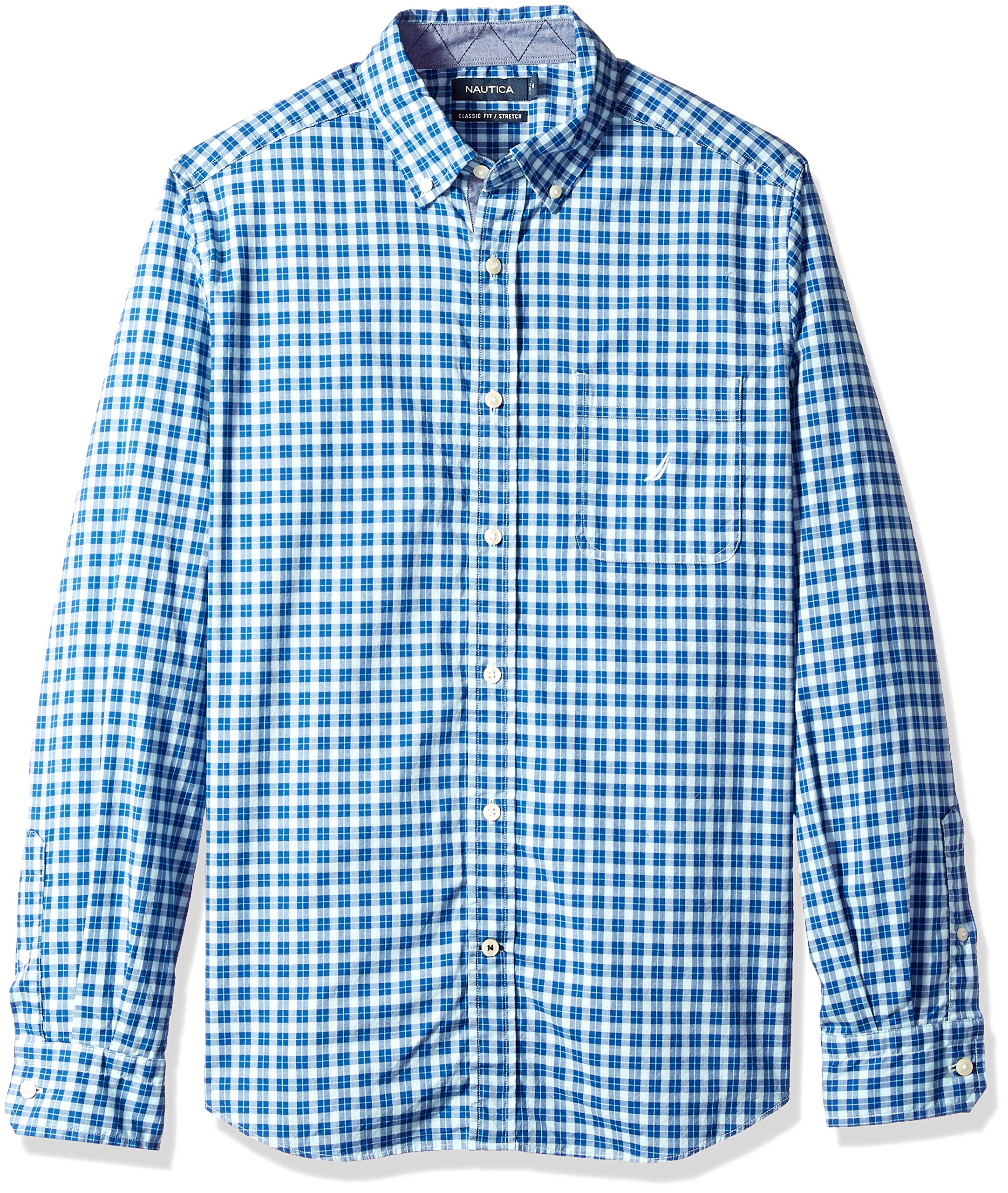 Nautica Men's Long Sleeve Stretch Plaid Grid Button Down Shirt