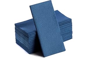 MOYES HOME Navy Napkins | Linen Feel Disposable Cloth Like Paper Dinner Napkins | Hand Towels | Soft, Absorbent, Paper Hand Towels for Bathroom,Kitchen,Parties,Weddings or Events | 50 Pack