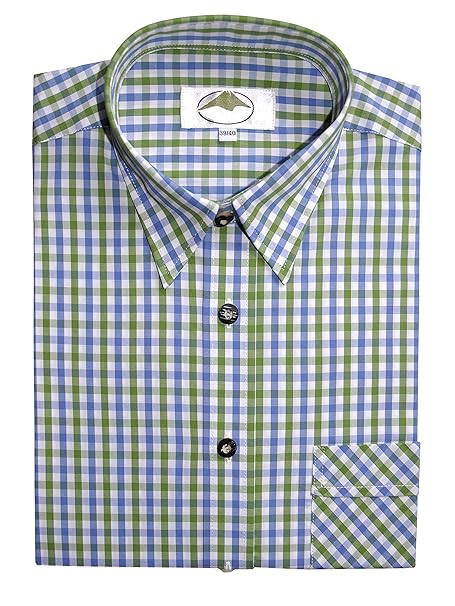 Moschen-Bayern Herren Hemd Trachtenhemd Karohemd Langarm Kurzarm Kariert Wiesn Hemd Oktoberfest Freizeithemd Trachten Blau