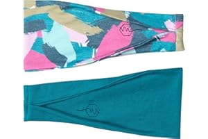 Maven Thread Workout Headbands for Women, 4 inch Thick Wide Non Slip Sweatbands, 2 Pack