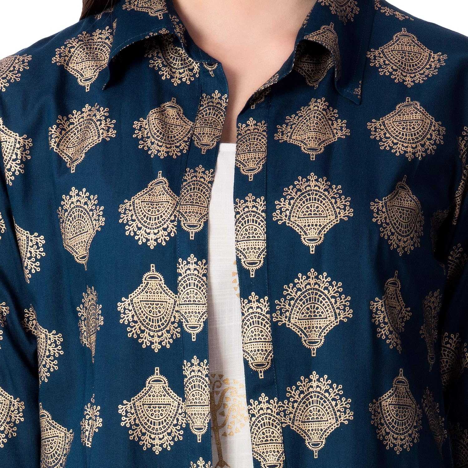 khushal k women's rayon printed jacket kurta with palazzo pant set