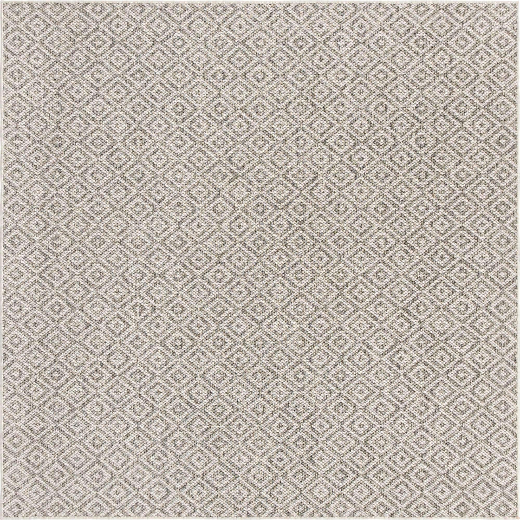 Unique Loom Jill Zarin Outdoor Collection Modern Geometric Gray/Ivory Square Rug (7' 10 x 7' 10)