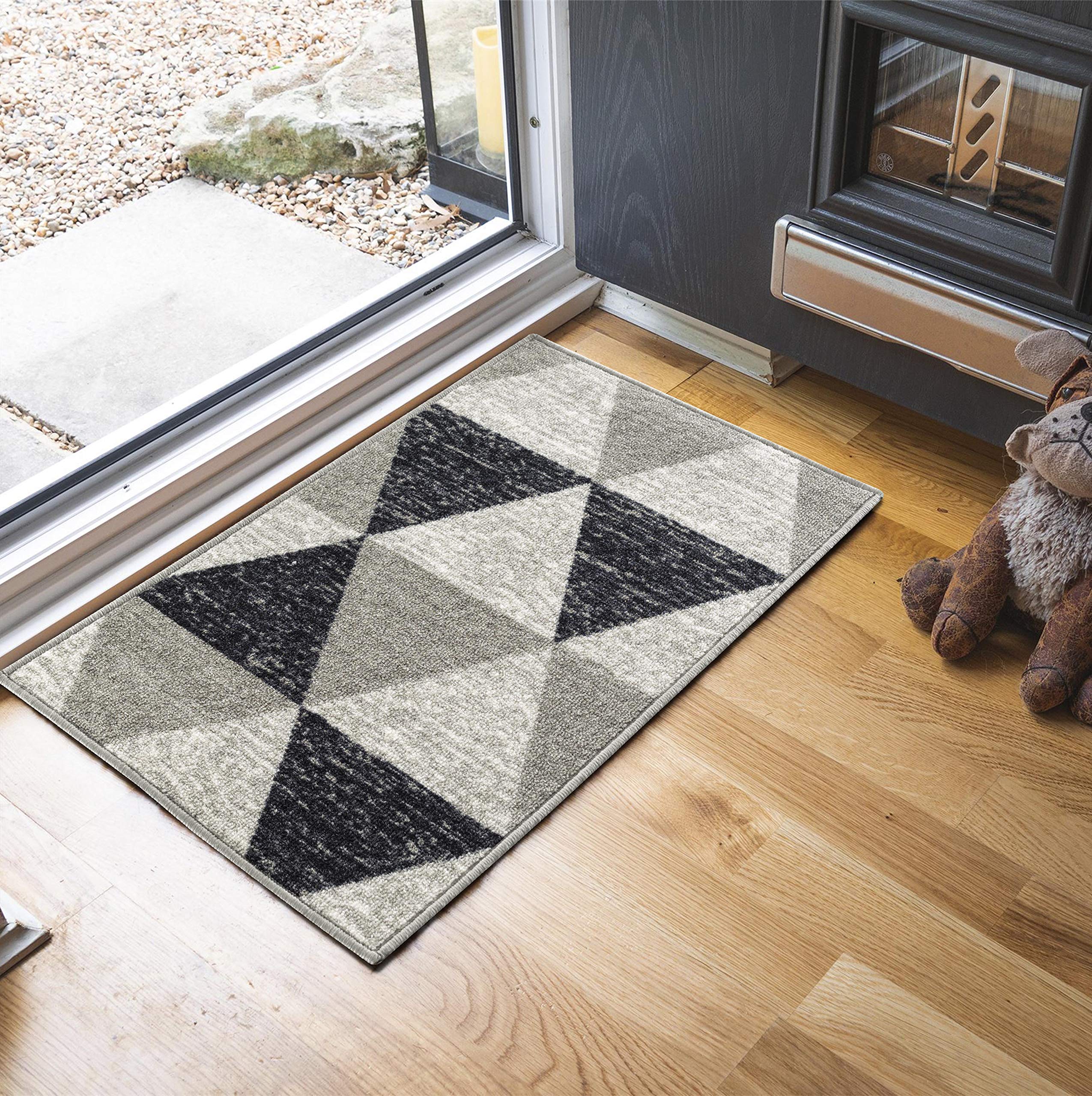 Washable Door Mat Kitchen Mats Non Slip Geometrical Design Hall Runner- Indoor Door Mat - Hallway-Passage Corridor Doormats - Floor Mat