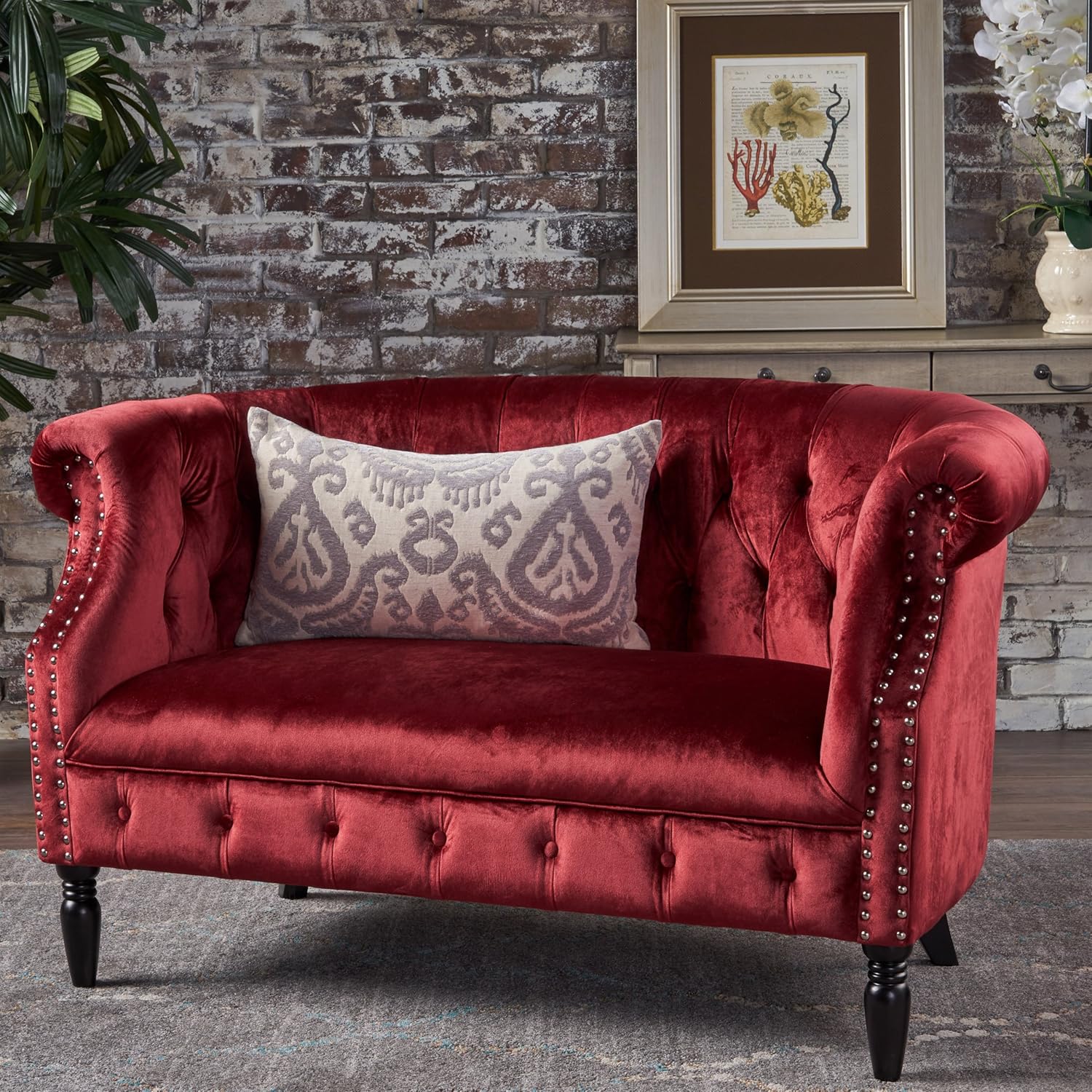 Amazon Com Christopher Knight Home Melaina Garnet Tufted Rolled