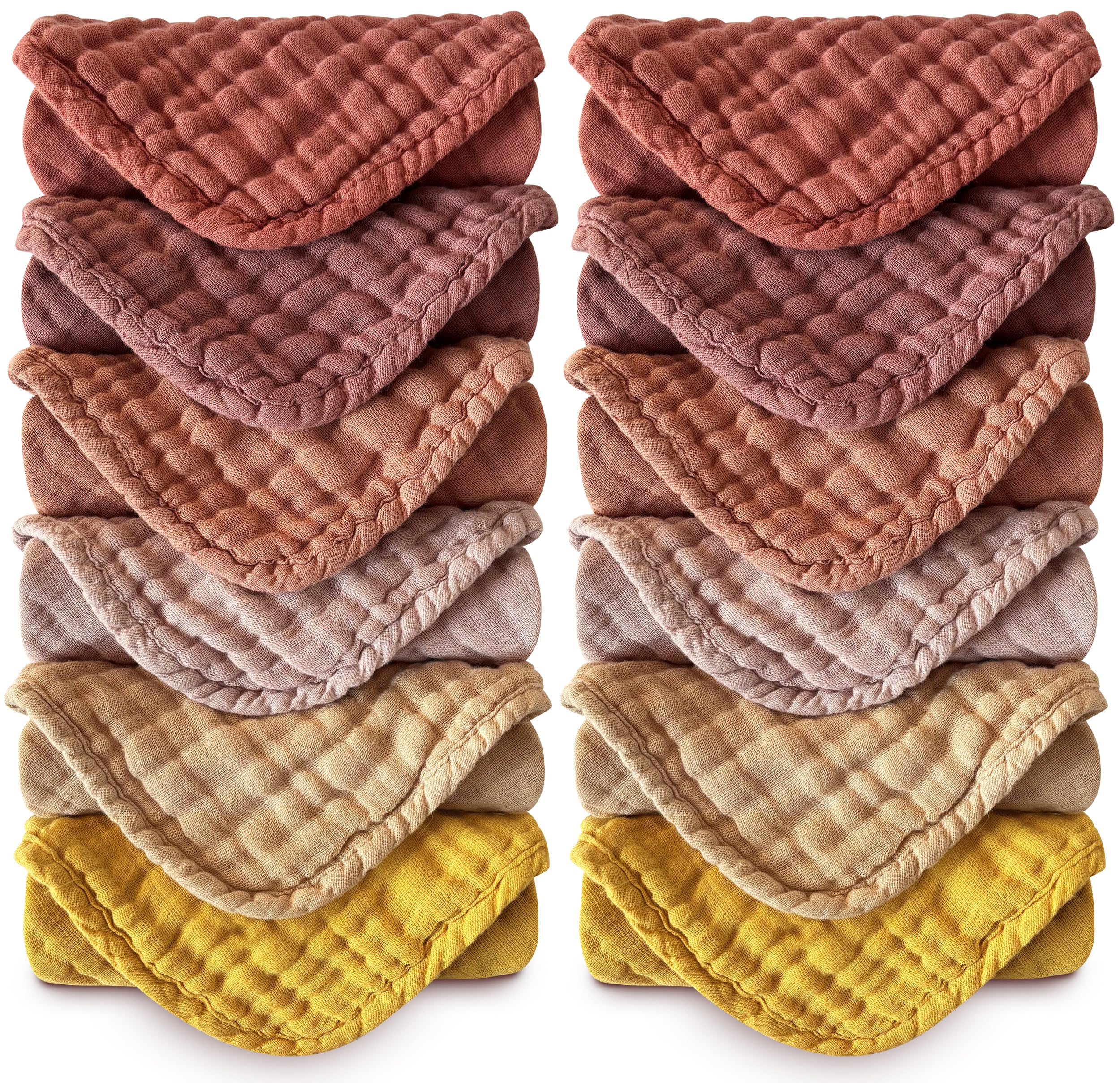 Photo 1 of MOON PARK Baby Washcloths, 12 Pack - 12x12 Inches, Small Burp Cloths and Baby Wipes - 100% Cotton Muslin Ultra Soft for Newborn, Infant and Toddlers - Brown, Honey and Bean Paste Series