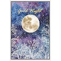 SIGNWIN Framed Canvas Wall Art Sparkle Gold Good Night with Purple, Blue Moon Astronomy & Space Cosmic Watercolor Abstract Modern Scenic for Living Room, Bedroom, Office - 16