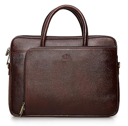 The Clownfish 17 inch Genuine Leather Laptop and Tablet Bag - MacBook Pro, MacBook Air Laptop Bag (Maroon Black)