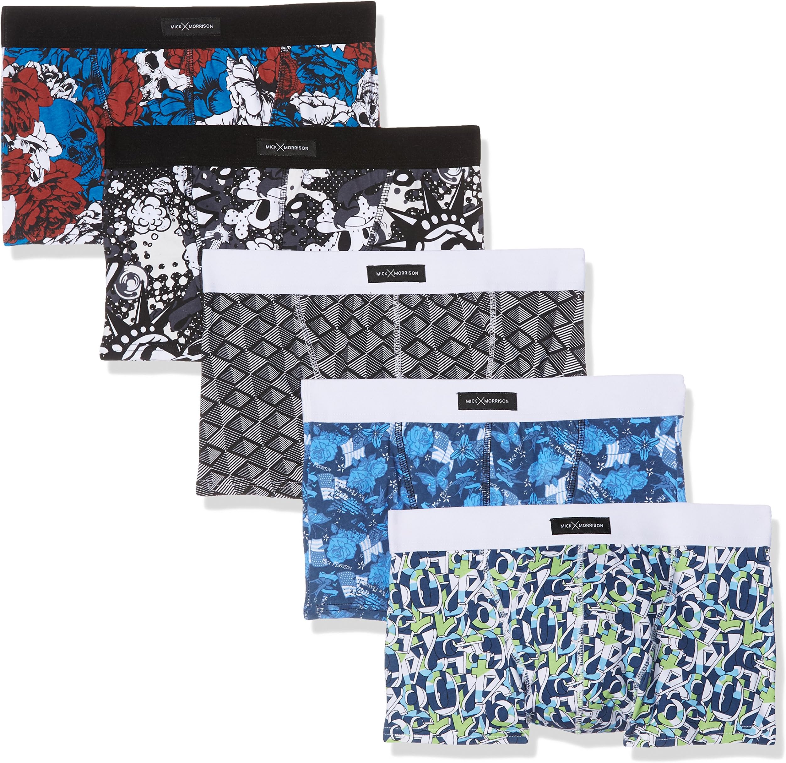 Mick Morrison Men’s Boxers – Pack of 5 Men’s Trunk Underwear with Different Patterns