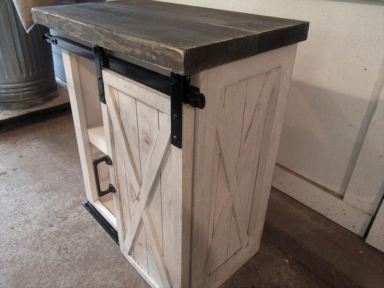 Amazon Com White Barn Door Nightstand With X On Sides And Door Handmade