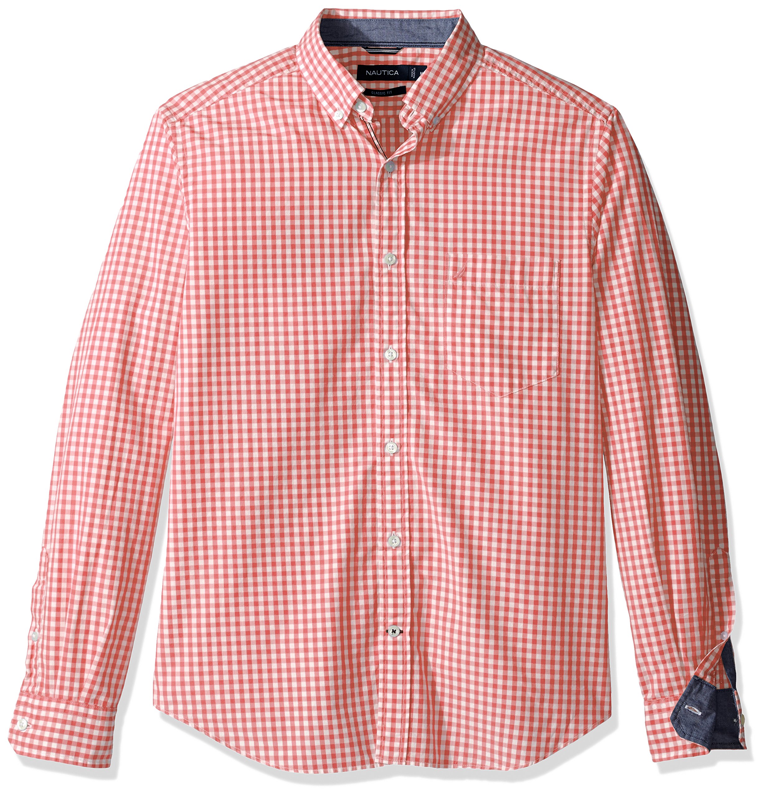 Nautica Men's Long Sleeve Gingham Plaid Button Down Shirt Nautical