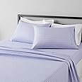 AmazonBasics Microfiber Sheet Set - Queen, Blue Damask