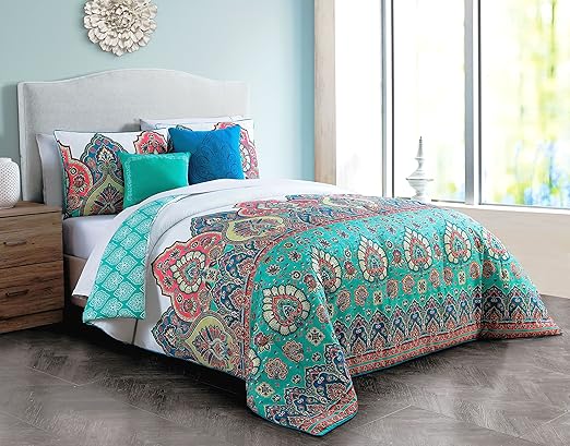 Amazon Com Avondale Manor Livia 5 Piece Comforter Set Queen Jade