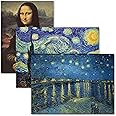 3 Pack - Mona Lisa Poster by Leonardo Da Vinci + Starry Night & Over the Rhone by Vincent Van Gogh - Fine Art Prints (LAMINATED, 18" x 24")