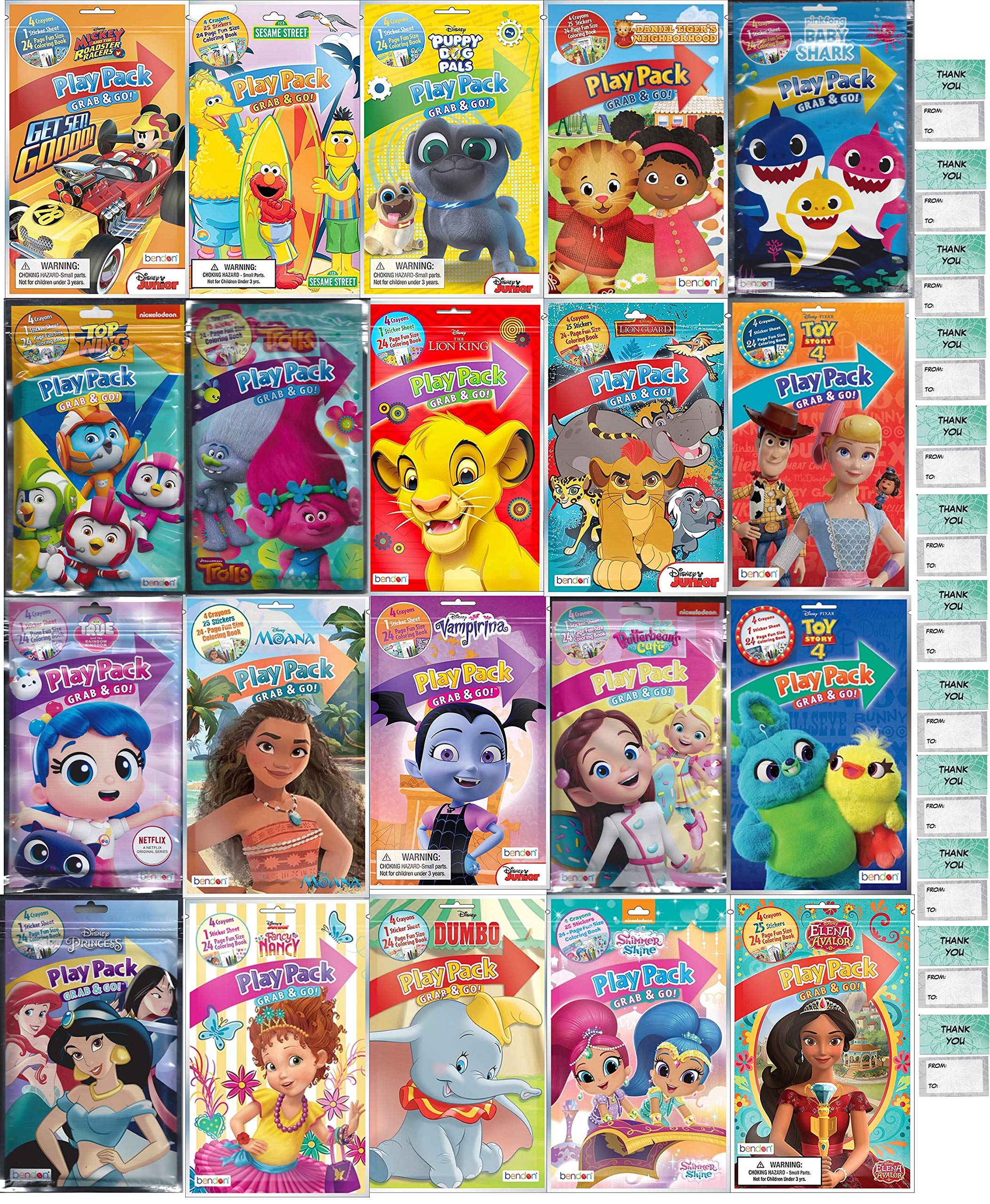Photo 1 of Bendon Publishing 12 Count Play Pack Grab and Go Assorted Set For Toddlers Boys and Girls (12 Different Packs Guaranteed) and 12"Thank You" Cards, Great for Party Favors and Supplies
