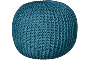 Urban Lifestyle Round Knit Pouf, Teal