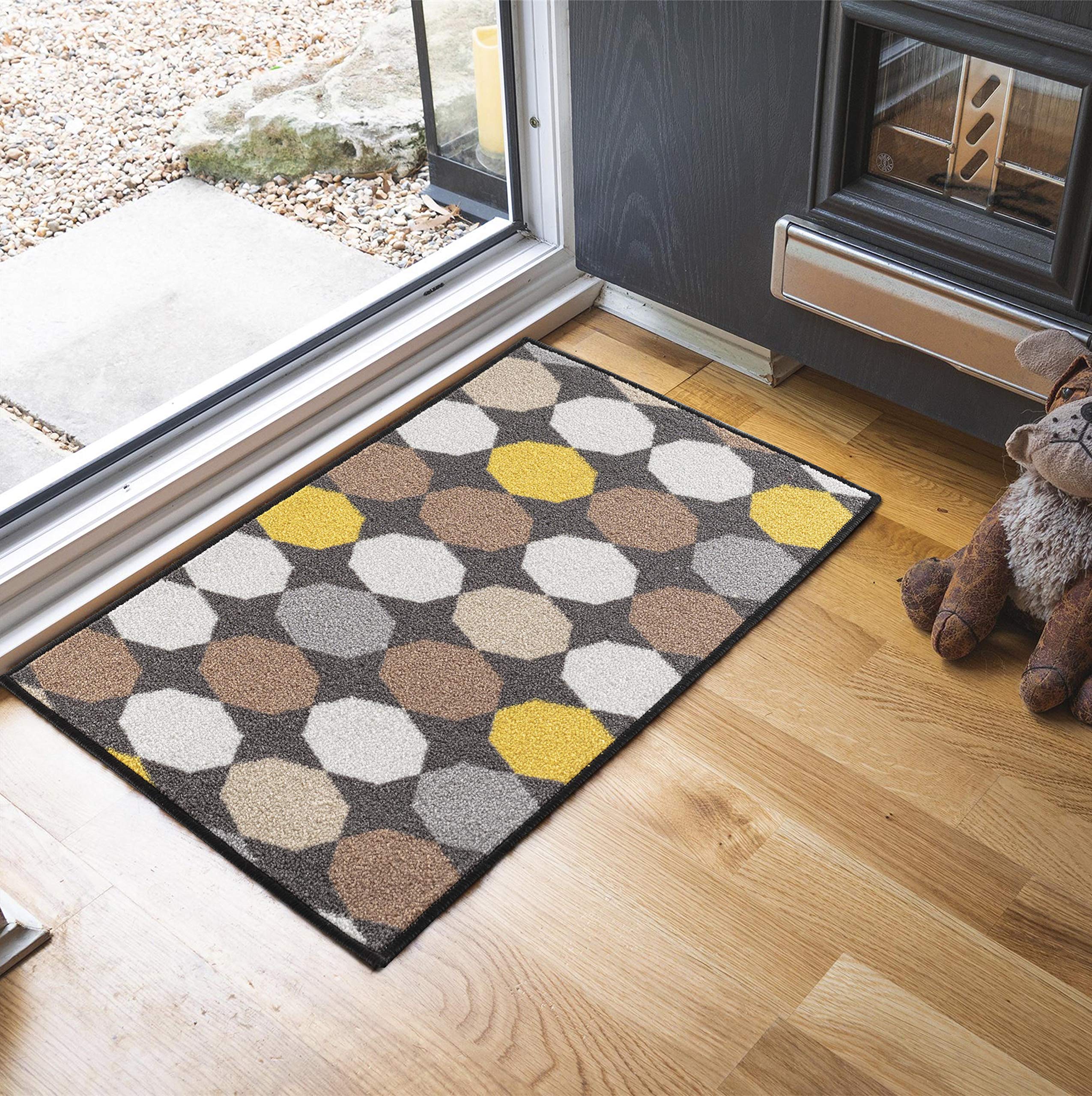Washable Door Mat Kitchen Mats Non Slip Geometrical Design Hall Runner- Indoor Door Mat - Hallway-Passage Corridor Doormats - Floor Mat