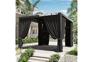 Kimunuk Gazebo Universal Replacement Privacy Curtain,10'×12' Gazebo Outdoor Waterproof Curtains, 4-Panels Sidewall Curtains with Double Zipper for Patio Canopy, Garden and Backyard (Curtain Only)