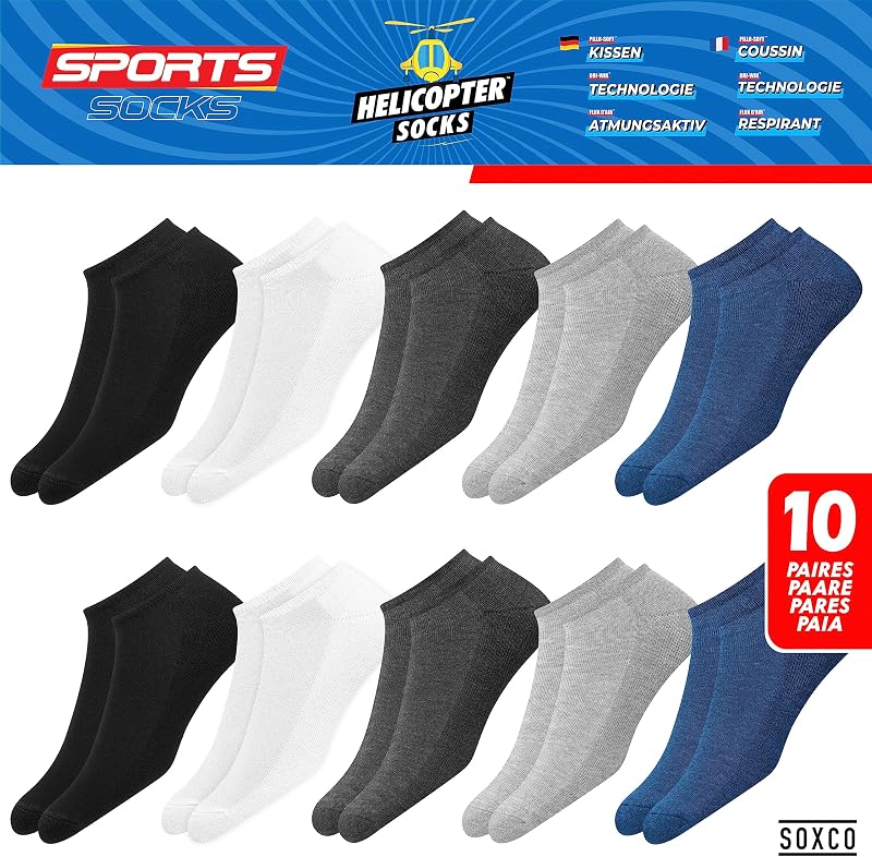 10 Pares Calcetines Tobilleros Mujer Hombre Verano Calcetines Cortos Bajos, paquete de 10 (EU 43-46, Multicolor)