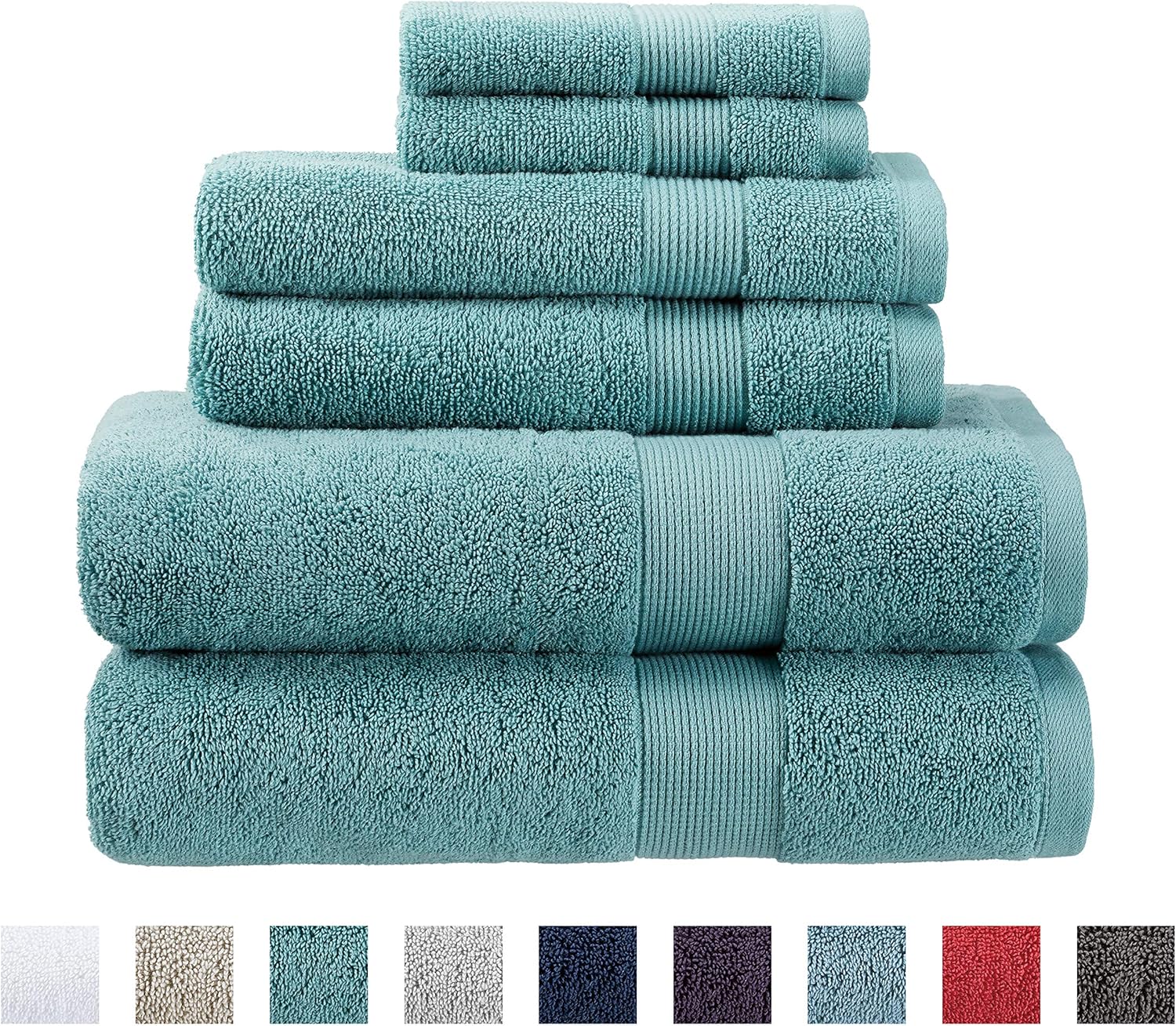 Columbia Quick Dry 90% Cotton/10% Polyester Super Absorbent, Anti-Microbial, Oeko-TEX Certified 6-Piece Bath Towel Value Set. Set Includes: 2 Bath Towels, 2 Hand Towels, 2 Washcloths - Dark Aqua: Home & Kitchen