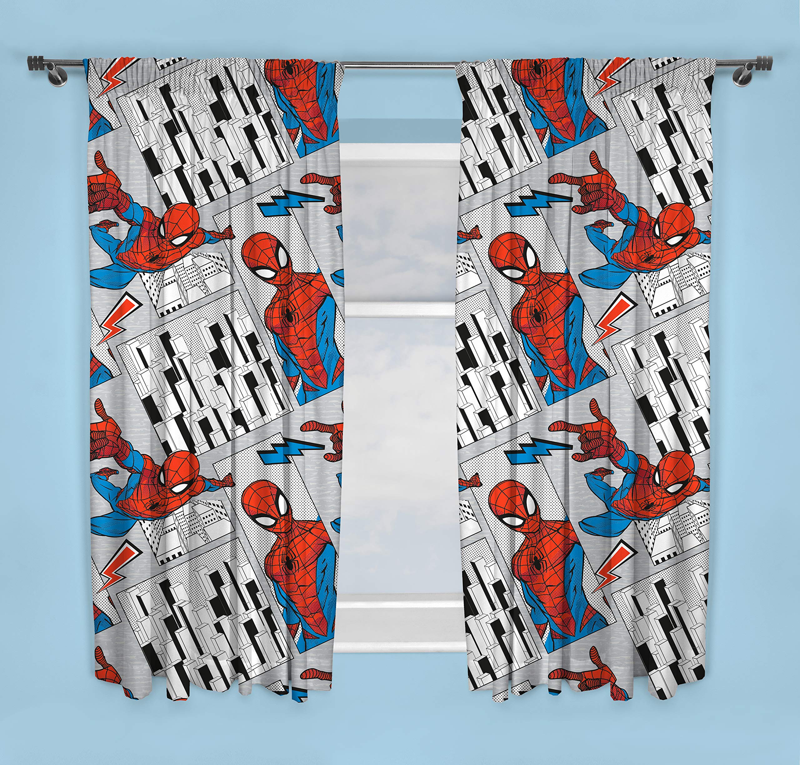Spiderman Official Curtains | Flight Children’s Bedroom Curtains | Perfect For Any Children’s Bedroom (54 Inch), DUSFGH54001UK