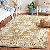 SAFAVIEH Heritage Collection Area Rug - 6' x 9', Ivory & Light Blue, Handmade Traditional Oriental Wool, Ideal for High Traff