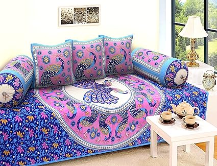 RajasthaniKart 6 Piece Cotton Single Diwan Set - Abstract, Multicolour