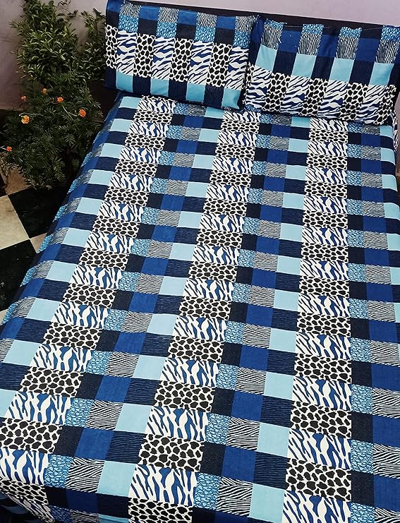 DV Collection Double Bedsheet 100 Cotton with 2 Pillow Cover for Hall