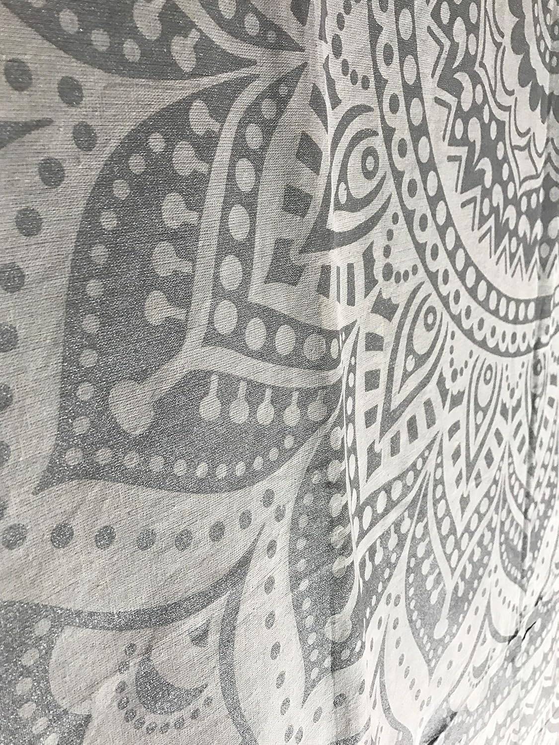 raajsee Mandala Ombre Tapestry Wall Hanging Indian Cotton Boho Hippie Throw Tapestries Elephant Wall Decor Yoga Mat Beach Towel Blanket (White Silver Ombre - Image 3