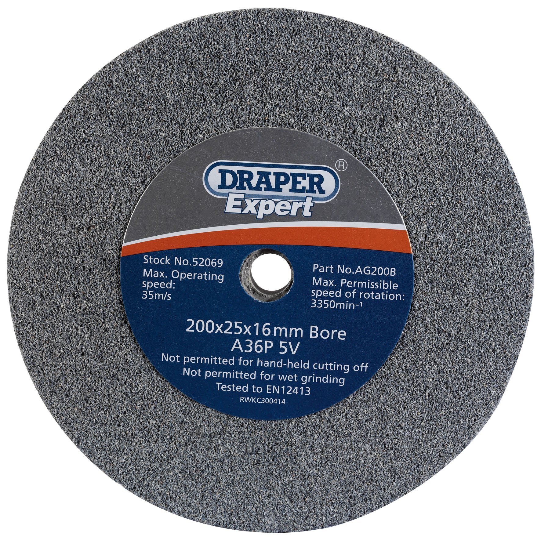 Draper 52069 AG200B Expert Grinding Wheel 30G 200mm x 25mm