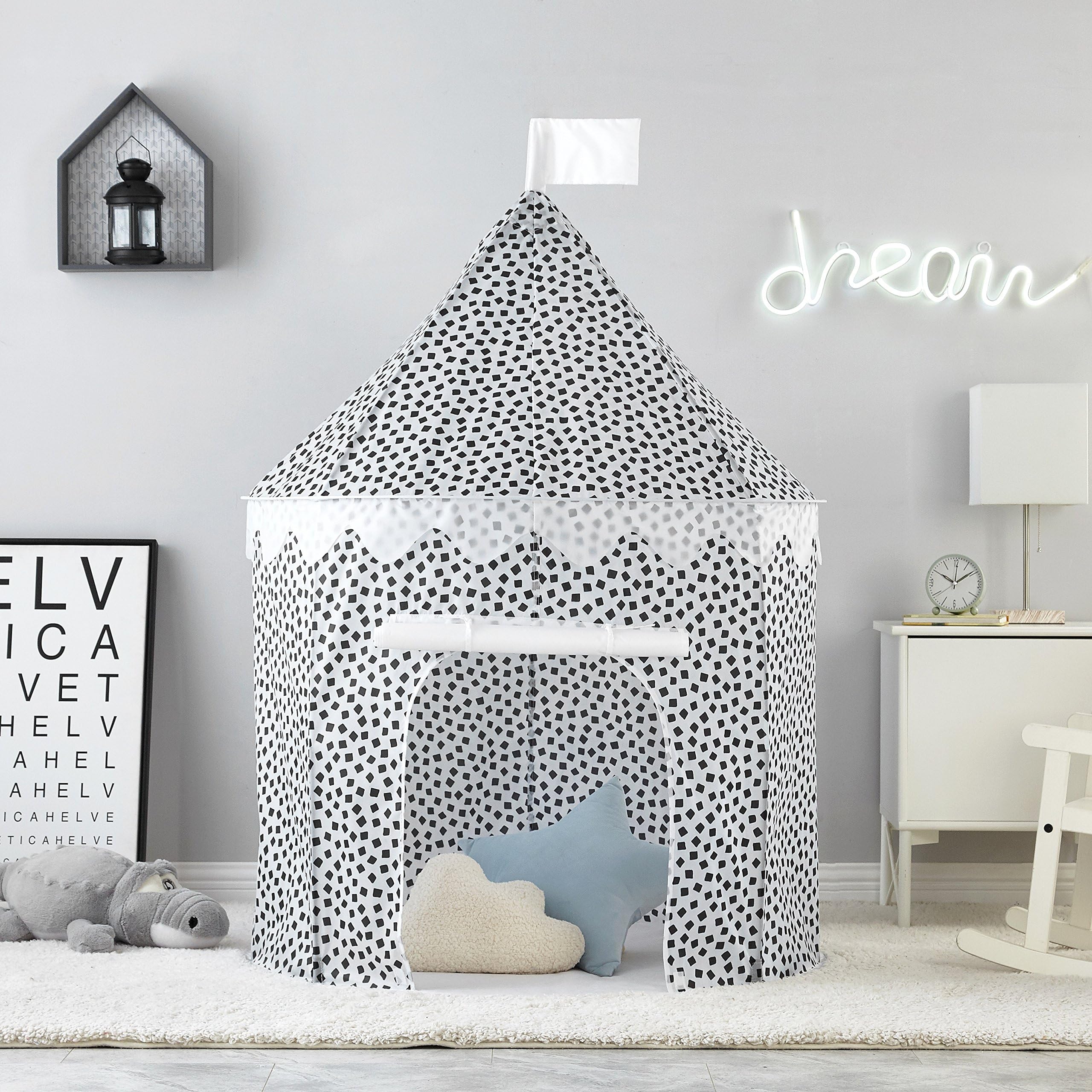 American Kids Circular Play Tent, Confetti, 40.00 x 40.00 x 51.00, Black/White