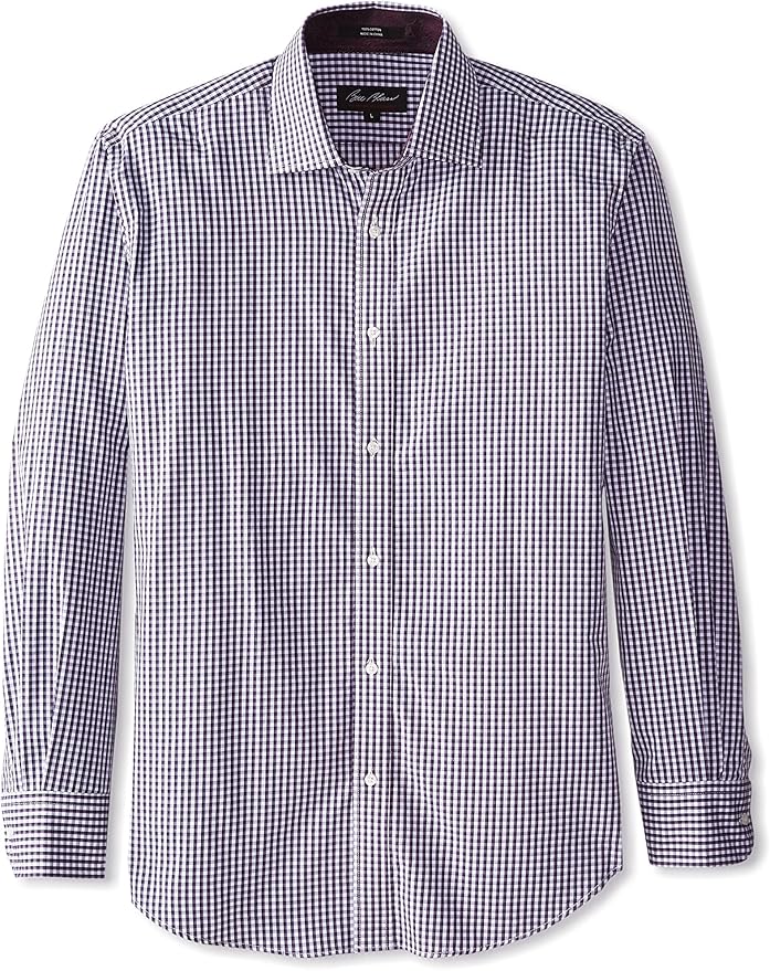 Bill Blass Men's Gingham Dress Shirt, Purple, Large at Amazon Men’s