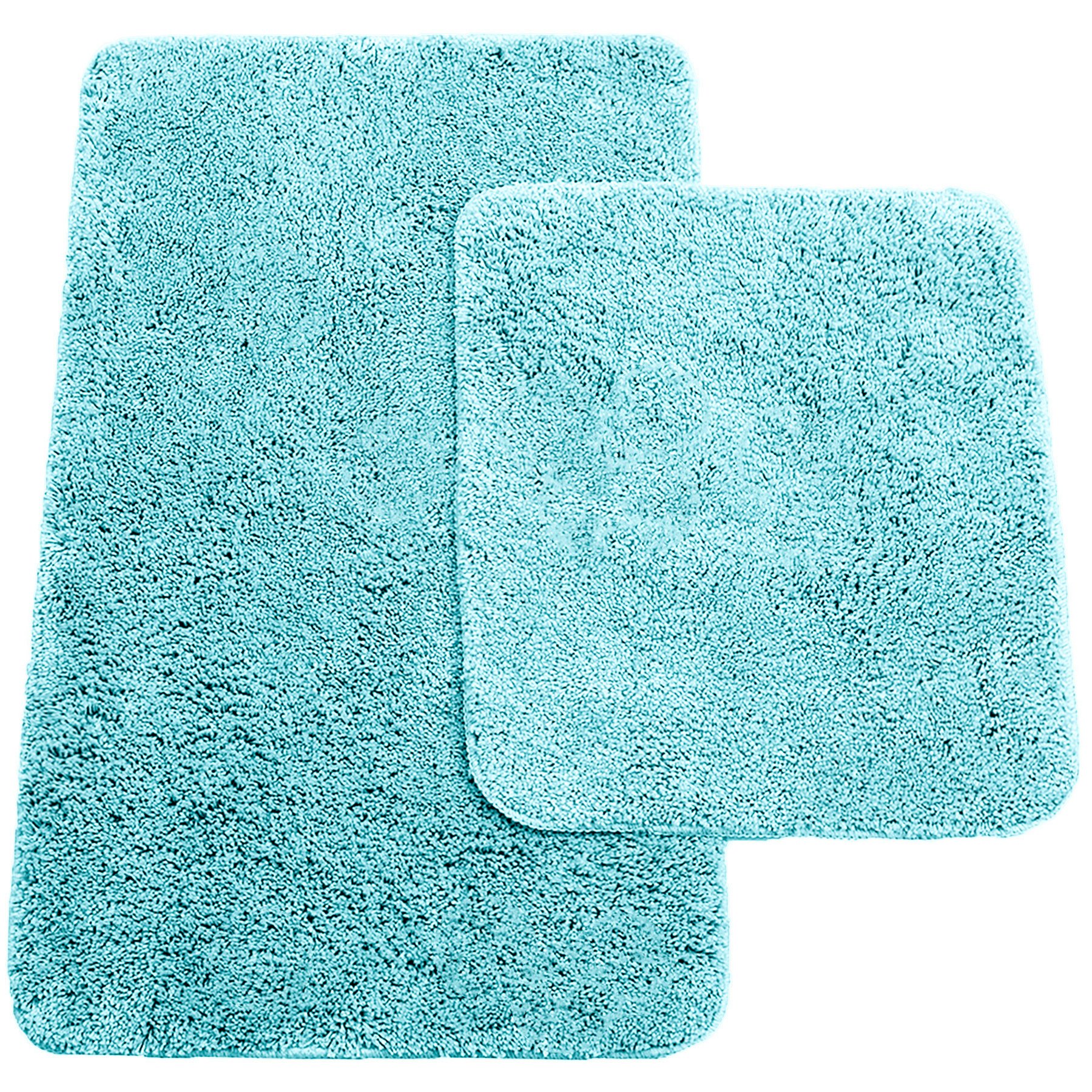 Brandsseller - 2-Piece Non-slip Bath Mat Set - Bathroom Rug (20" x 31") and Pedestal Mat (18" x 20") - Turquoise