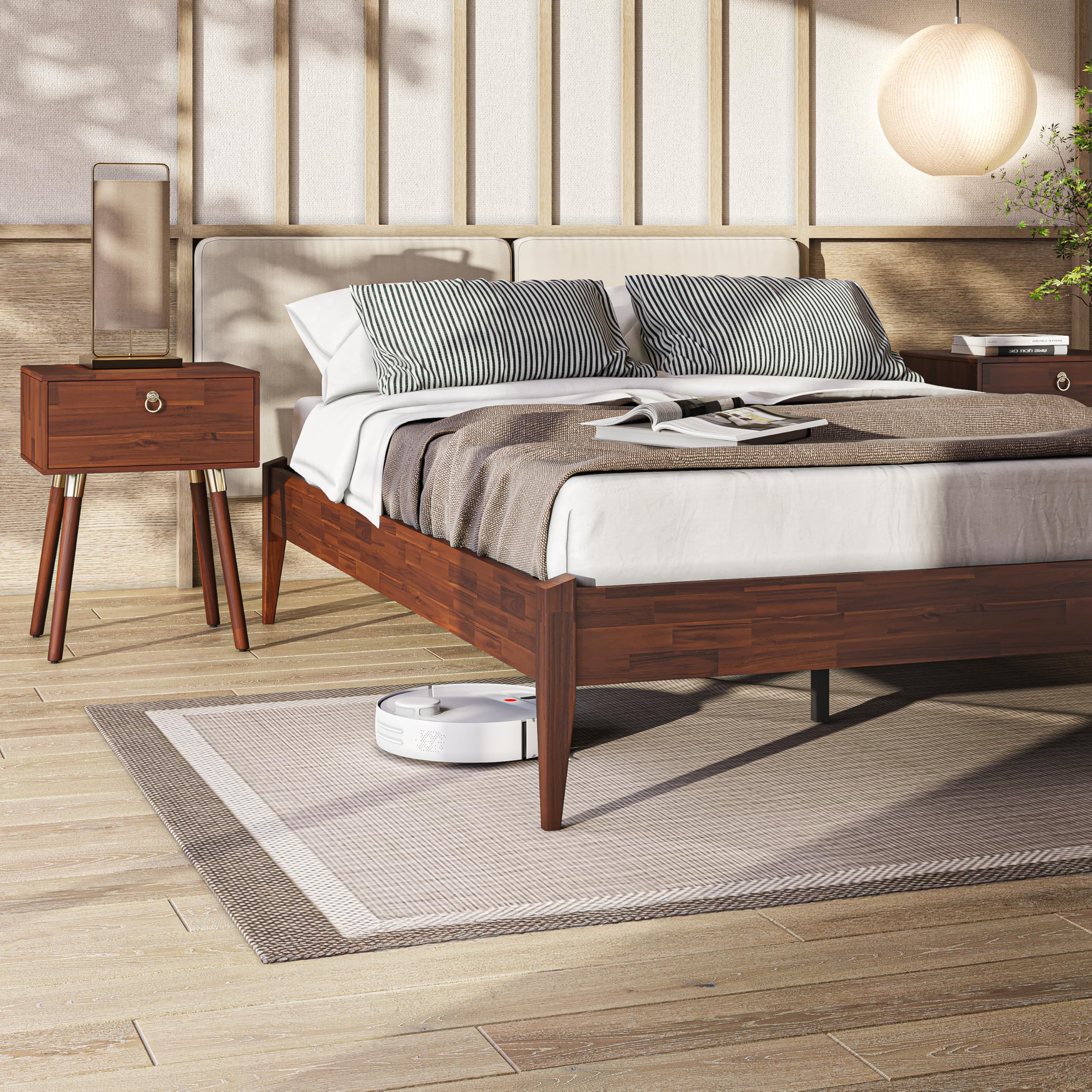 Photo 1 of ** FACTORY SEALED *** Bme Dinkee 15 Inch Signature Bed Frame Without Headboard - Modern & Minimalist Style with Acacia Wood - 12 Strong Wood Slat Support - Easy Assembly - No Box Spring Neededd - Dark Chocolate, Full