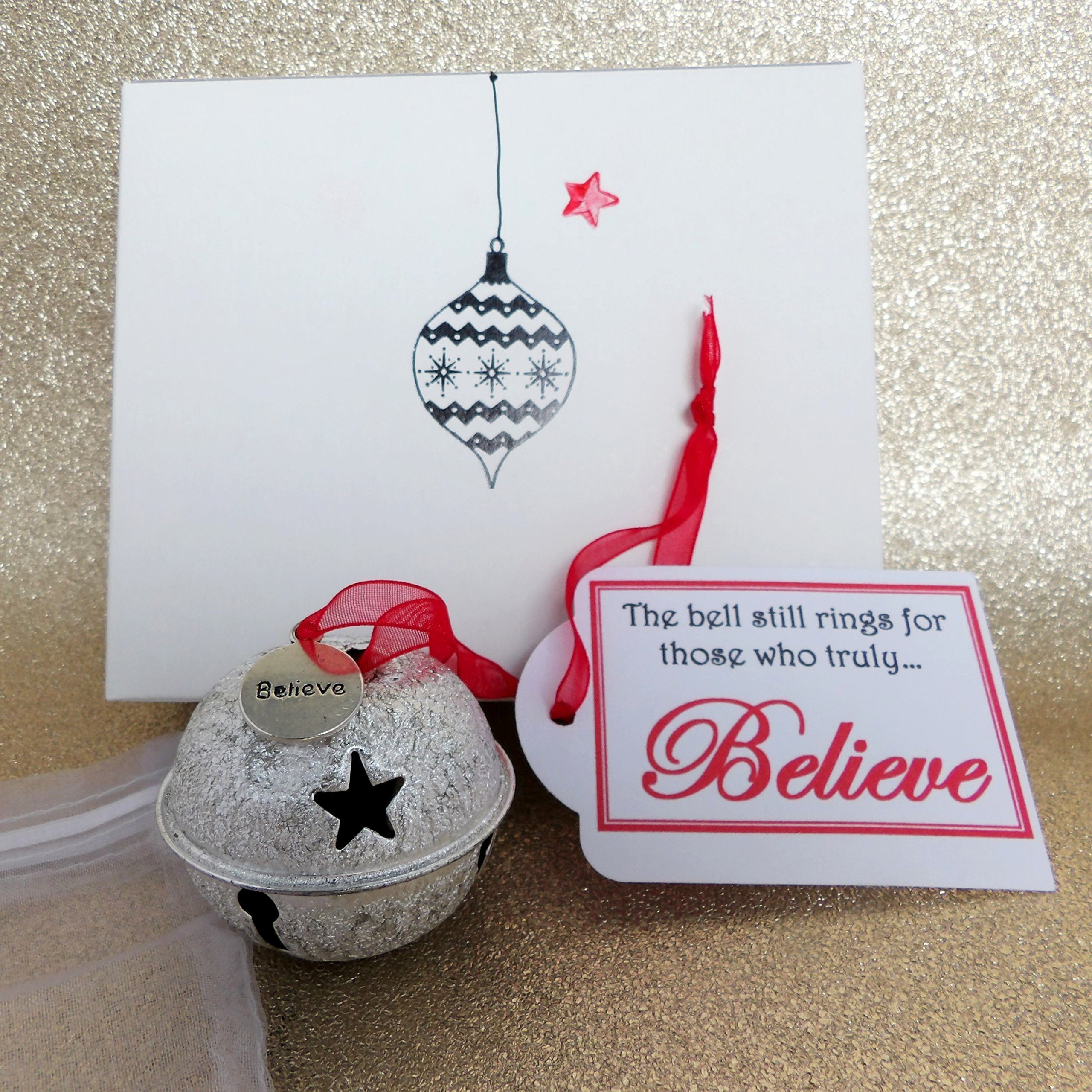 A Christmas 'Believe' Bell, SILVER Polar Express Jingle bell Believe Charm Santa Christmas Eve Box Stocking Filler. Kids Christmas fun