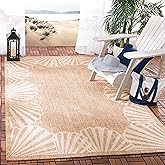 SAFAVIEH Washable Rug Outdoor Courtyard Collection - 5'3" x 7'6", Natural & Beige, Non-Shedding & Easy Cleaning, Ideal for Pa